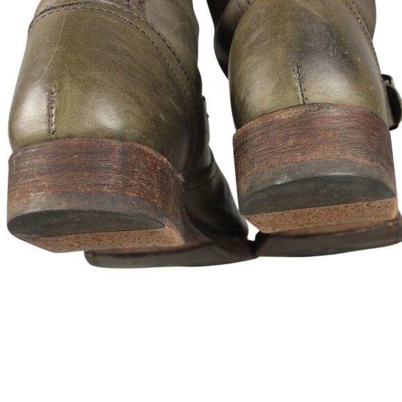 Frye Veronica Slouch Boots Sage Green Womens 8 Knee High Moto Buckle Y2K - Picture 7 of 12